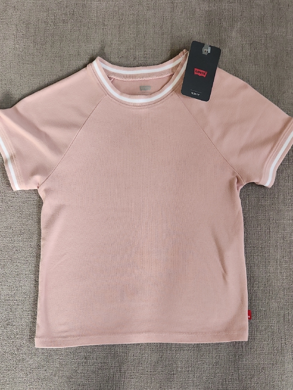 Womans Levi's Light Pink Tee with White Trim Short Sleeve Tight Fit